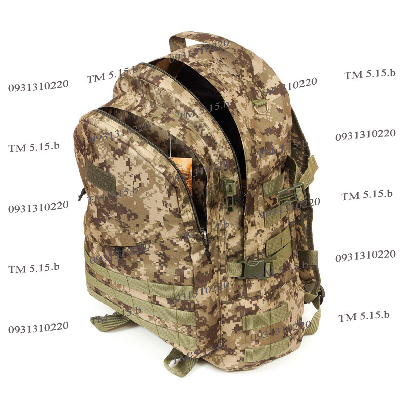 Тактический походный крепкий рюкзак с органайзером 40 литров пиксель - фото 6 - id-p269807896