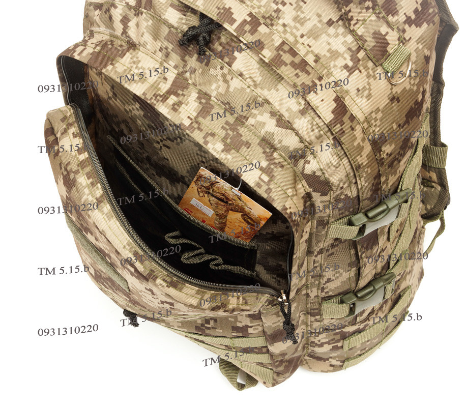Тактический походный крепкий рюкзак с органайзером 40 литров пиксель - фото 7 - id-p269807896