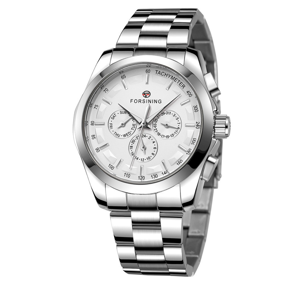 Чоловічий годинник Forsining 6917 Silver-White механічний з автопідзаводом, фото 1