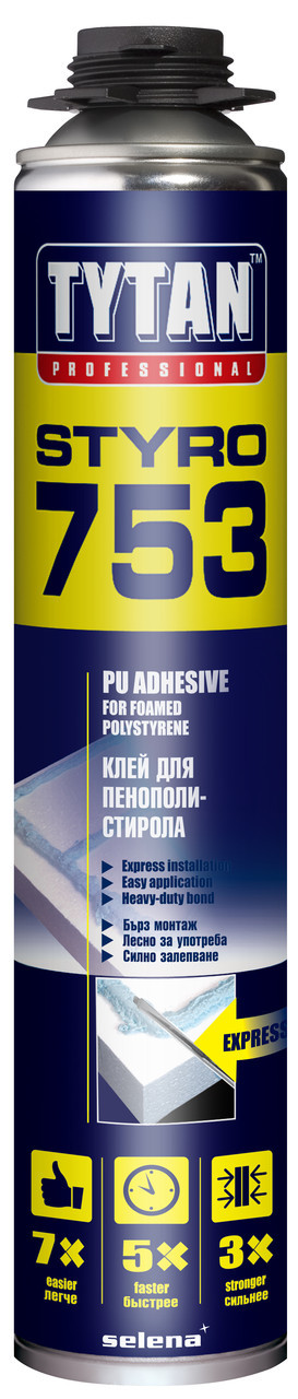 Клей-піна монтажна Tytan Styro753 для пінопласту та екструдированного пінополістирол XPS