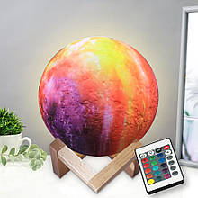 Нічник Moon Light 3D LY-167 із пультом д/к та акумулятором різнокольорова,15 см (205/2291)