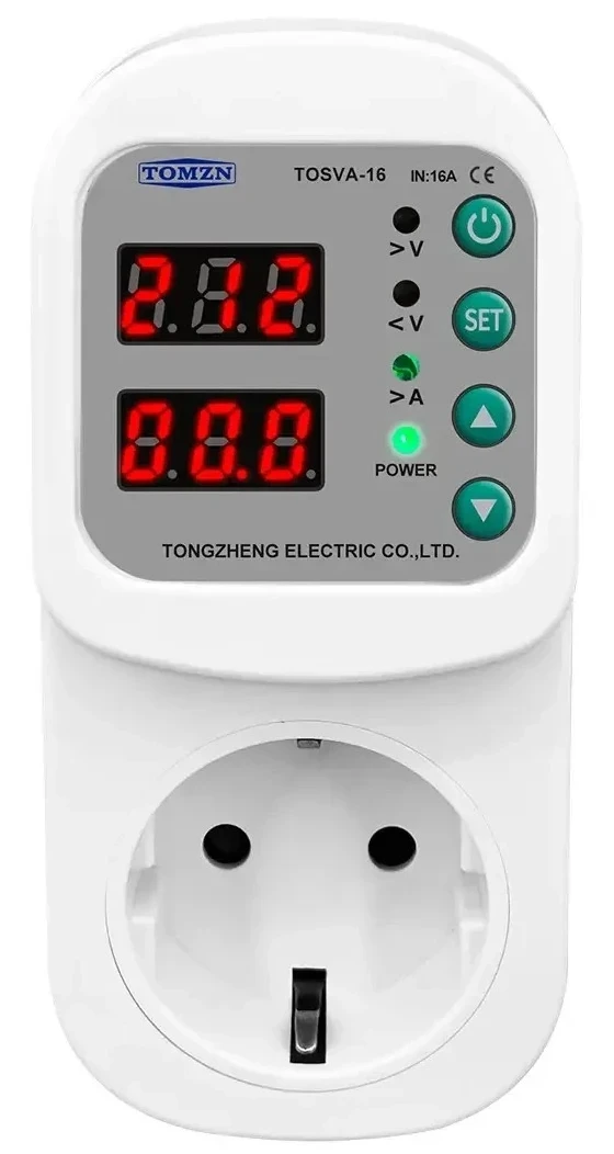Реле контролю напруги TOMZN TOSVA-16 16A з цифровим дисплеєм, захистом від перенапруги, перевантаження, фото 1
