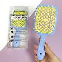 Розчіска для волосся Superbrush Plus Hollow Comb, блакитна/жовта