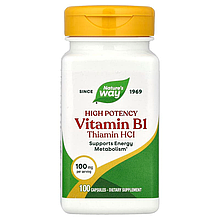 Вітамін B1, Nature's Way "Vitamin B-1" для метаболізму, 100 мг (100 капсул)