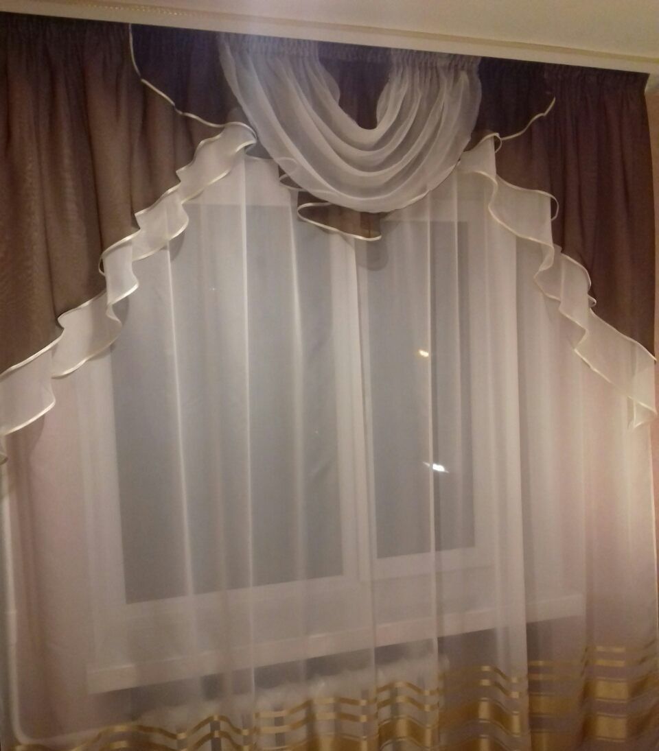 Шифоновий ламбрекен на 2 м карниз