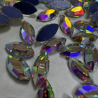 Термо стрази №3 човники 4x8мм, Сrystal AB*1шт