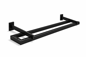 Карниз дворядний з кутовим з’єднанням (штора + тюль), Арін FULL BOX, Чорний