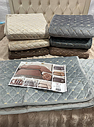 Котонові покривала на диван «Шанель» коричневі набір з 3 предметів 90×160 та 90×210 см