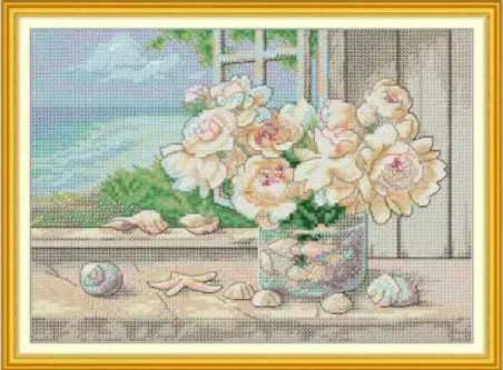 Набір для вишивання "Seaside bay window". AIDA 14CT printed , 30*21 см, фото 1