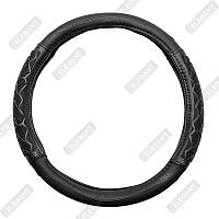 Чохол на кермо шкіра "XL" (42см) чорний Elegant 115033 перфорація/вставка ромб