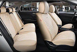 Чохли - Накидки сидіння Алькантара + Шкір.зам5D"SORRENTO"(закр-а спинка+кишеня)Бежеві Elegant 700154