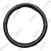 Чохол на кермо шкіра "XL" (42см) чорний Elegant 115313 чорні рельєфні вставки