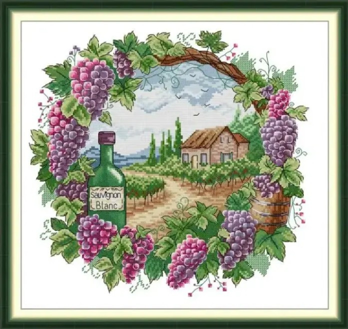 Набір для вишивання за нанесеною на канву схемою "Summer in a wreath". AIDA 14CT printed 38*36 см, фото 1