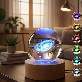 Кришталева куля з LED підсвічуванням, нічник з 3D ефектом
