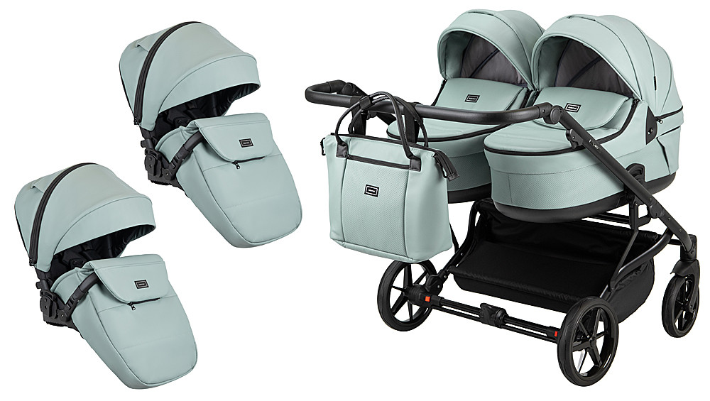 Коляска 2 в 1 для двойни Adamex Leo Duo Eco SA-20 нефрит