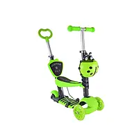 Детский самокат с родительской ручкой Bambi SC20139 PU колеса со светом Зеленый