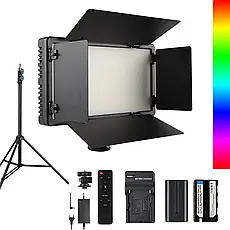 Панель відеосвітла RGB LED-U800+ 17W з пультом, штативом 2.1 м, акумуляторами та зарядкою
