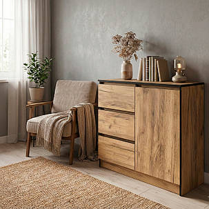 Комод 1Д3Ш Бруклін, Меблі Сервіс, Дуб крафт золотий, фото 1