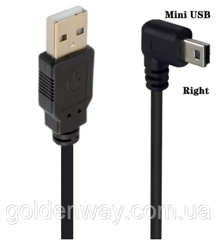 Зарядний кабель живлення Mini USB кутовий ПРАВИЙ 3.5 метри для відеореєстратора реєстратора зеркала GPS навігатора Cyclone, фото 1