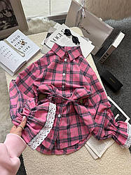 Кашемірова сорочка у клітинку рожевого кольору