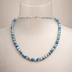 Говлит K2 біло-блакитний Ø6 намисто, 0907ОГ