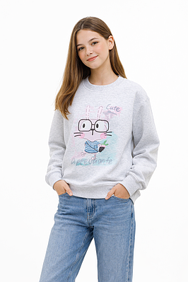 Підлітковий світшот для дівчинки сірий меланж (140-170 см)