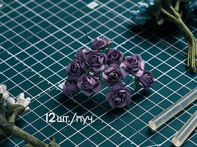 Троянда на дроті фіолетова поліуретанова 12шт/пучок для рукоділля, хобі, декору