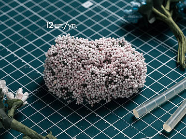 Кульки на гілках рожеві 12 штук/пучок на дроті для рукоділля, хобі, декору