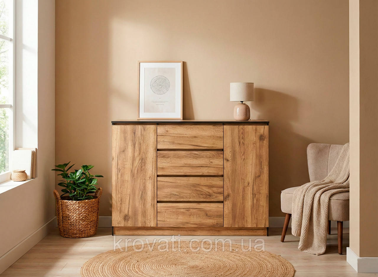 Комод 2Д4Ш Бруклін, Меблі Сервіс, Дуб крафт золотий