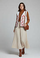 Кептар  унісекс український з вишивкою гладдю "Соловейко" білий