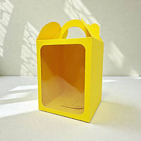 Коробки для паски, панетона, пряникового будиночка, подарунка (140х140х180мм.) жовта