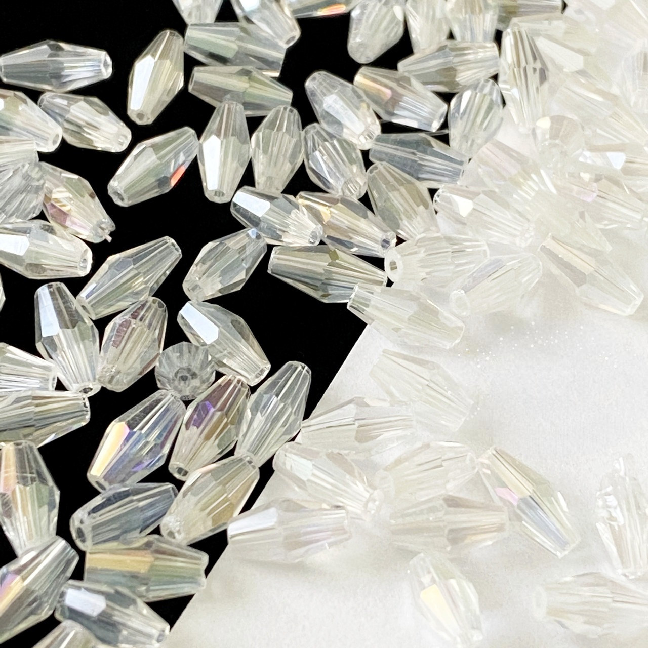 Витягнутий біконус 6*12 мм, колір Crystal AB, 1 шт.