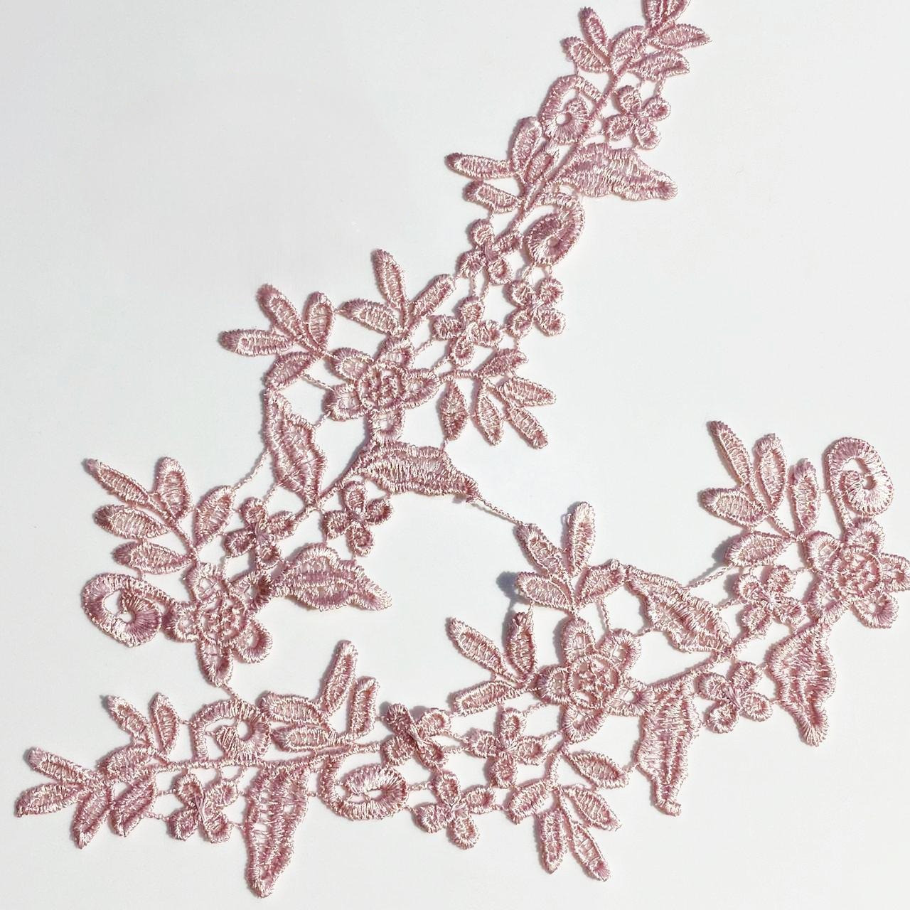 Мереживо нашивні, 25х8,5 см, колір Pink, 1 пара