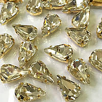 Стрази в золотих ланцюгах, Сrystal, Розмір 8x13 мм*1шт