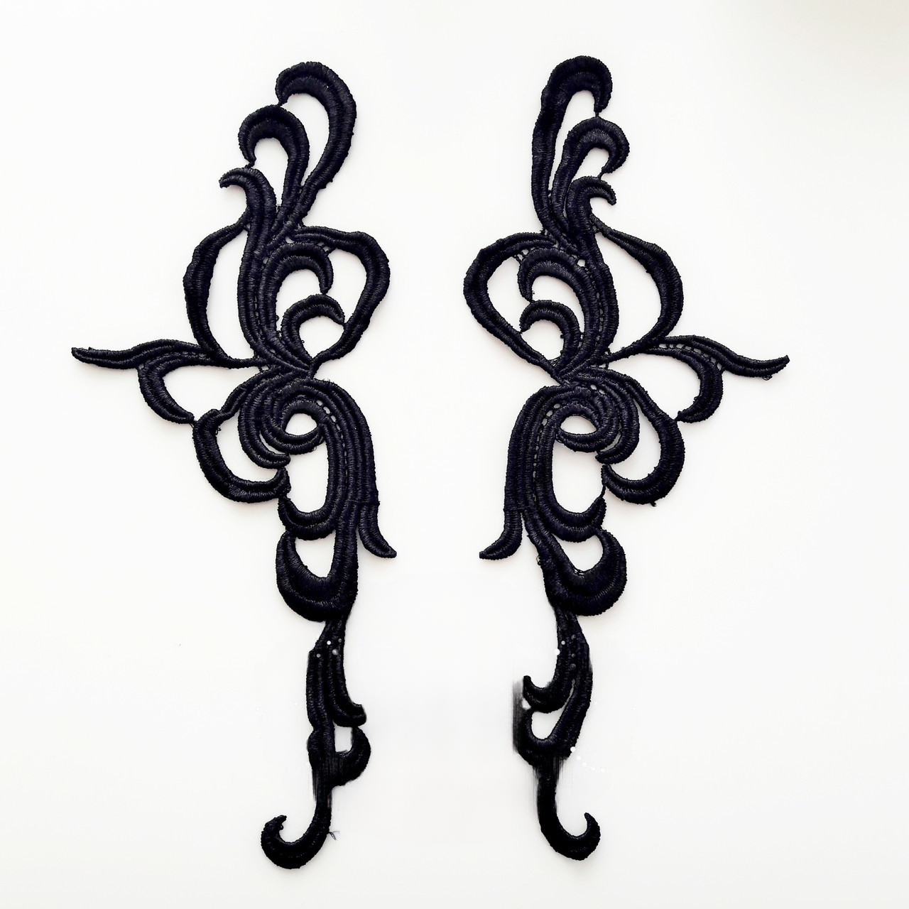 Мереживні фрагменти, колір чорний, 25х10 см, 1 пара