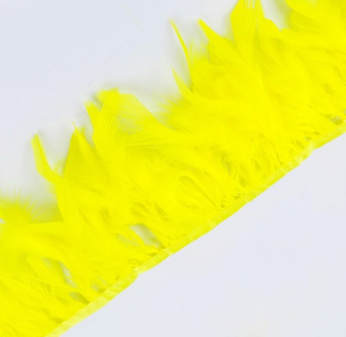 Тасьма перова з пір'я індичка, колір Yellow, ціна за 0.5 м