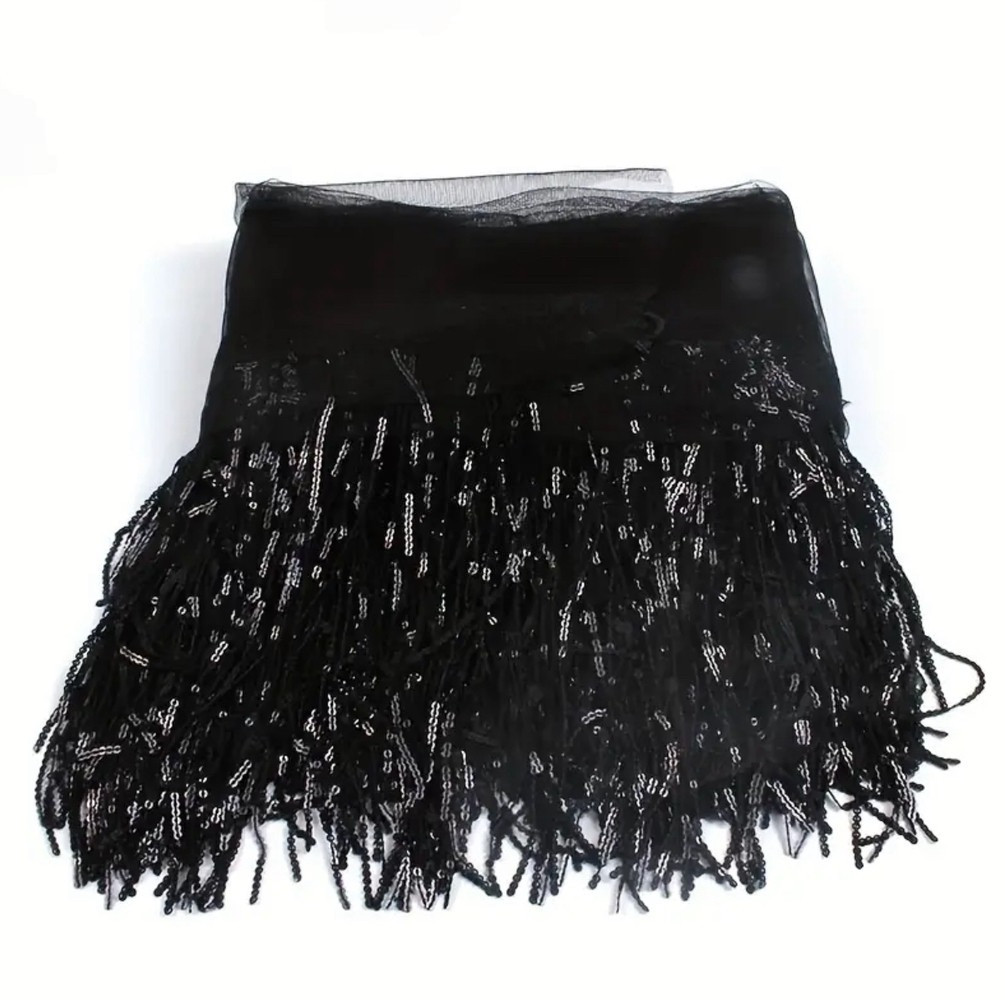 Паєткова бахрома, колір black, висота 20 см*1м