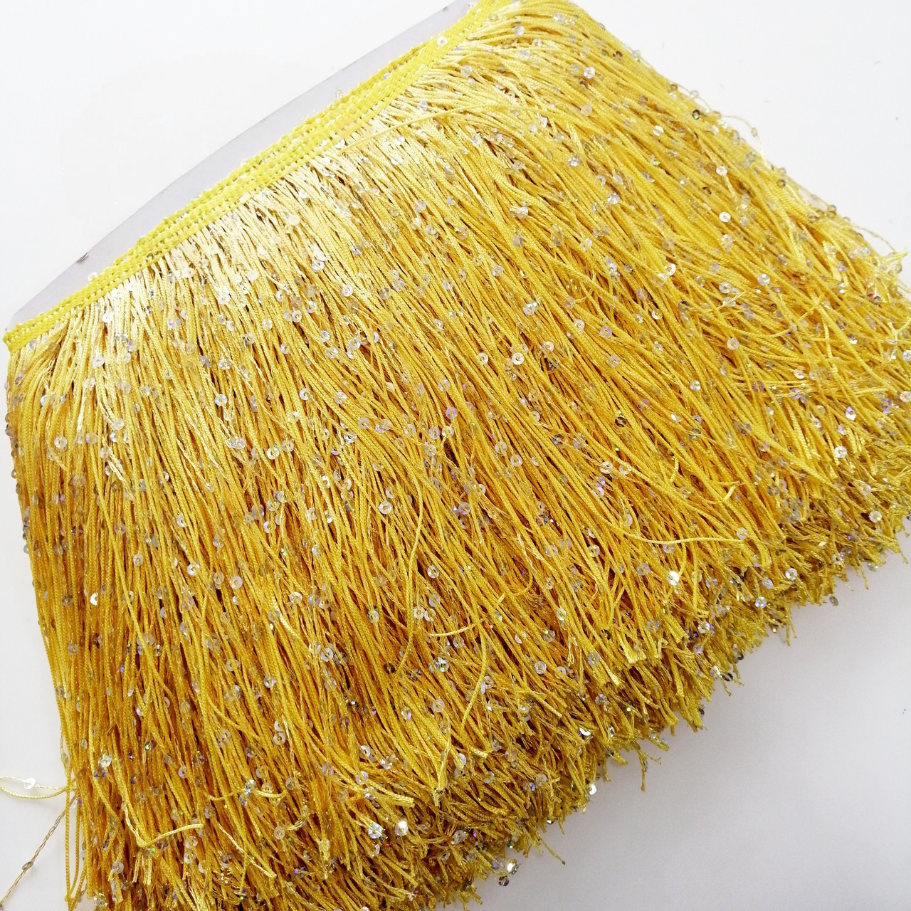 Бахрома з паєтками, колір Yellow, висота 20 см*1м