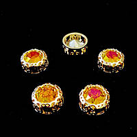 Стрази чатони в ажурних цапах Люкс, колір Astral Pink, 10 мм, 1 шт.