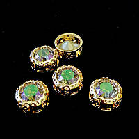 Стрази чатони в ажурних ланцюгах Люкс, колір Paradise Shine, 10 мм, 1 шт.