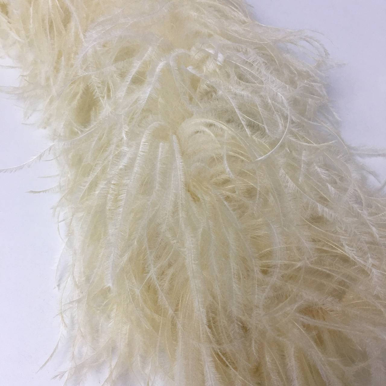 Страусове боа De'Lux TM "Glamora", шестишарове, колір Okapi Cream  (020) , 1 м