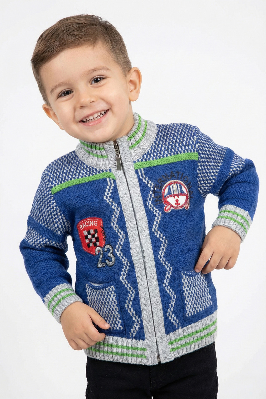 Кофта дитяча для хлопчика блакитного кольору з принтом 201744S, фото 1