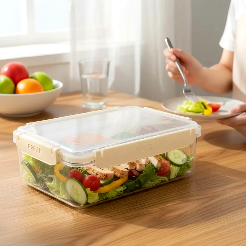 Герметичный контейнер для продуктов 2,7л прозрачный пластиковый ланч-бокс для холодильника FRESH, фото 1