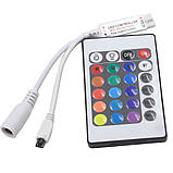 Світлодіодна стрічка 5 м SMD 3528 (54 LED/m) IP20 + адаптер живлення + пульт RGB, фото 4