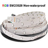 Світлодіодна стрічка 5 м SMD 3528 (54 LED/m) IP20 + адаптер живлення + пульт RGB, фото 5