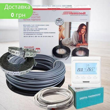 Тепла підлога комплект програмований терморегулятор + нагрівальний кабель Hemstedt Di Si R, фото 1
