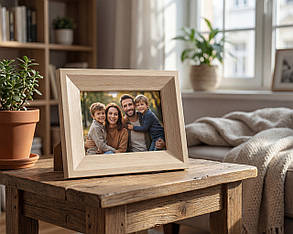 Фоторамка вертикальна- горизонтальна для фотографій під дерево бежевого кольору 10х15 см.