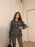 Сорочка з баскою, фланель 42-48 блу792-422