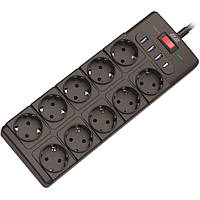 Мережевий фільтр 2E (3xUSB-A+1xUSB-C) 3m Black