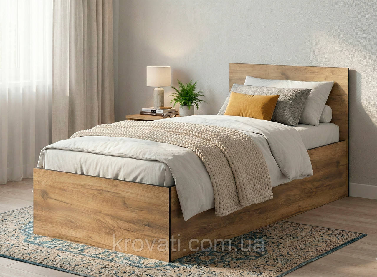 Ліжко 90 + підйомний ортопедичний внесок під матрац Бруклін, Меблі Сервіс, Дуб крафт золотий